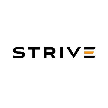 A logo featuring the word 'STRIVE' in bold black letters, with a small orange accent on the letter 'E'.