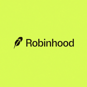 The image shows the Robinhood logo, a feather icon next to the "Robinhood" name, displayed in black on a bright green background, representing the trading platform $HOOD whose shares Ark Invest recently sold.