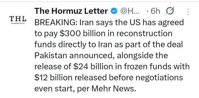 The image features text that says "The Hornz Letter". This letter seems to be a message posted by someone about something related to Iran. In the text, there are mentions of funds directly going to Iran as part of the deal for payment of $300 billion in reconstruction. The post also contains another statement about GM's how they were able to get this deal and the benefits that can come out from it.