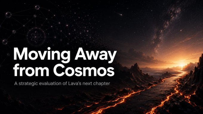 A dramatic banner image with a cosmic landscape showing lava flows, with the title 'Moving Away from Cosmos - A strategic evaluation of Lava's next chapter'.