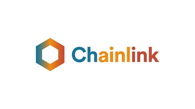 The Chainlink logo is displayed, featuring a hexagonal icon in teal, orange, and yellow gradient colors next to the word "Chainlink" in matching colors.
