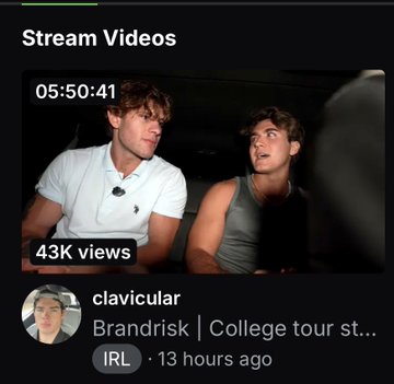 A YouTube video thumbnail titled "Stream Videos" shows two young men (one in a white polo, one in a grey tank top) with 43K views, posted 13 hours ago by Irish creator "clavicular" with the caption "Brandrisk | College tour st..."

The image connects to the "Everyone will $LOOKSMAX at the price they deserve" post by highlighting two conventionally attractive young men, visually reinforcing the concept of "looksmaxxing"—the idea that physical appearance drives value, with the handsome creators potentially capitalizing on their looks through viral content.