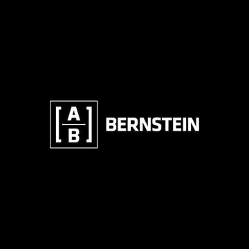 The image shows the Bernstein logo, consisting of a square containing the letters "[A]" stacked above "[B]" next to the word "BERNSTEIN" in white text on a black background. It serves as the branding for Bernstein, the research firm referenced in the post about raising its prediction market volume forecast to $10 trillion annually by 2035.