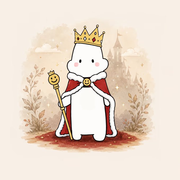 The image features an illustration of a white teddy bear dressed as a royal king or queen, holding a gold crown and wearing a red cape. The background shows a castle scene with clouds and a bird flying above it. The caption for the image reads "Gloob #6762 sold for 1eth (#170). It looks great, and from my conversations with the founder, I can tell they have a good vision." which indicates that someone has sold the artwork online or through another platform at an expected price.
