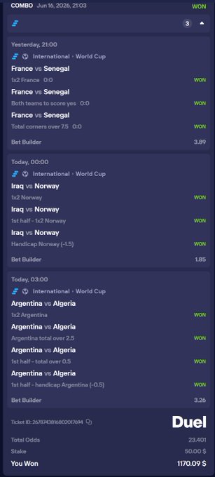The image shows a page from a website displaying various world cup games with their scores. The main focus of the image is the game "Duel", which has won $100 and is up for a double money draw. There are also other games in the background, indicating that this might be an event bulletin board or sharing information about upcoming events related to football. Additionally, there is a text box below the image containing a message from someone named "@gamba" that says they have won $40.