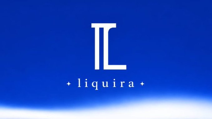 A blue logo for 'Liquira' featuring a stylized white 'TL' or 'π' monogram with the brand name flanked by decorative star symbols.