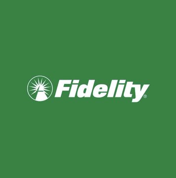 The image displays the Fidelity logo in white against a solid green background. The accompanying post references a Fidelity director's bullish $300,000 Bitcoin price prediction, with the Fidelity branding serving to lend institutional credibility to the bullish BTC outlook.