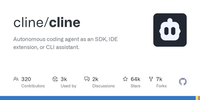 This screenshot is from a website called Cline, which provides an automated testing suite for web applications. The screenshot shows a post that reads "Automated coding agent as an Sdk,IDE autotest suite". There are also some numbers and comments on the image. The main focus of this image appears to be the concept of automated testing software like Cline, rather than other related elements such as logos or additional details about the website's content.