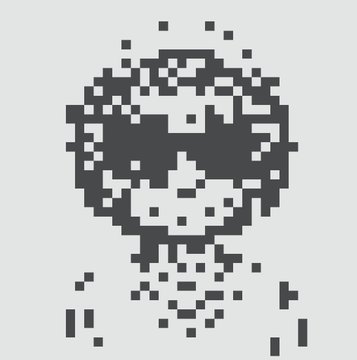 A pixel art image of a cracked or exploding bomb with debris scattering outward, fitting the "normies acquired" announcement about emerging blue-chip NFT projects normiesART and serc1n for 2026.