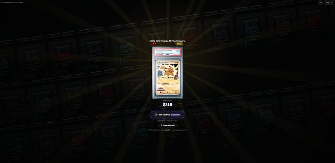 The image shows a digital card pack opening screen displaying "2020-21 Playoff MVP G. Doncic" with a serial number of $316 and a "Refactor for $320.00" button, confirming the post's claim of hitting a grail (high-value card) from a pack.