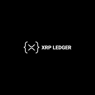 The image displays the white "XRP LEDGER" logo on a black background, featuring the distinctive XRP symbol between curly braces. This branding directly corresponds to the post celebrating the XRP Ledger network surpassing 8,000,000 activated accounts.