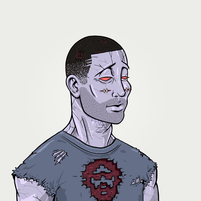 A man dressed in a worn-out shirt with a skull graphic is wearing sunglasses, and he has red eyes from contact lenses or makeup, giving him an edgy appearance. The post mentions that this man plays the CSaV fam, which are characters known for their role as the "ones that could" come together to form alliances and take down other teams in a toxic ecosystem. The CSaV is a fictional comic book series created by Robert Kirkman and Lisa LeBlanc, featuring male superheroes with distinctive hairstyles and facial features like red eyes or shaved heads.