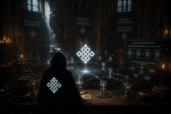 The image shows a person wearing a cape with a white symbol or design sitting at a table, surrounded by various books and other objects. The scene appears to be set within an old building, possibly a castle-like structure, which adds to the atmosphere of mystery and intrigue. The caption provided in the image seems unrelated to the main subject matter but might provide additional context or background information about the setting or the person's background.