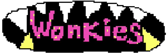 The image features a pixelated logo for "Wonkies" (with a hat accent over the 'o') styled in bright pink text with yellow highlights on a black and white checkered background. This serves as the branded visual for @WonkiesCC0, the account hosting the giveaway promotion mentioned in the post.