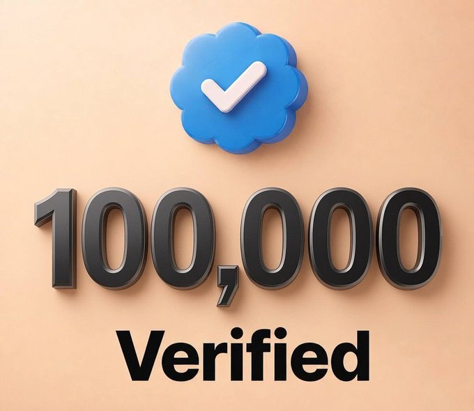 A 3D-rendered graphic displays '1,000,000 Verified' in bold black text beneath a blue scalloped verification badge on a peach background.