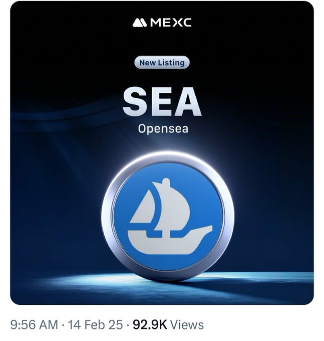 The image features a blue circle with a white sailboat inside, which is the main focus of the image. The background of the image is black, making the blue circle stand out prominently. The text "Sea" is written in white letters on the circle, and there are two numbers displayed below it - 9:56 am and 14:55 pm. These numbers indicate that the post was made at 9:56 am and 14:55 pm, respectively.