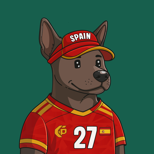 The image features a cartoon dog wearing a red hat with "SPAN" written on it, standing against a green background. The dog appears to be posing for the camera or drawing attention to itself. In the corner of the image, there is text that reads "Pup Cup #1836 SOLD 0.035 ETH Opensea opensea.io/assets/ethereu ... Join the World Pup Protocol: opensea.io/collection/the ..."