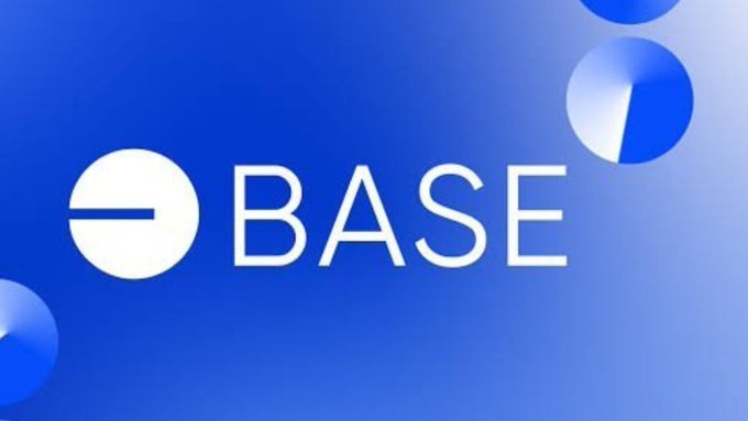 The image displays the Base logo, featuring its distinctive circular emblem with a horizontal line through it, accompanied by the text "BASE" in white against a blue gradient background with circular design elements. The visual reinforces the post's message about Base's role in the interconnected Web3 ecosystem, serving as a branded illustration of the network being discussed.