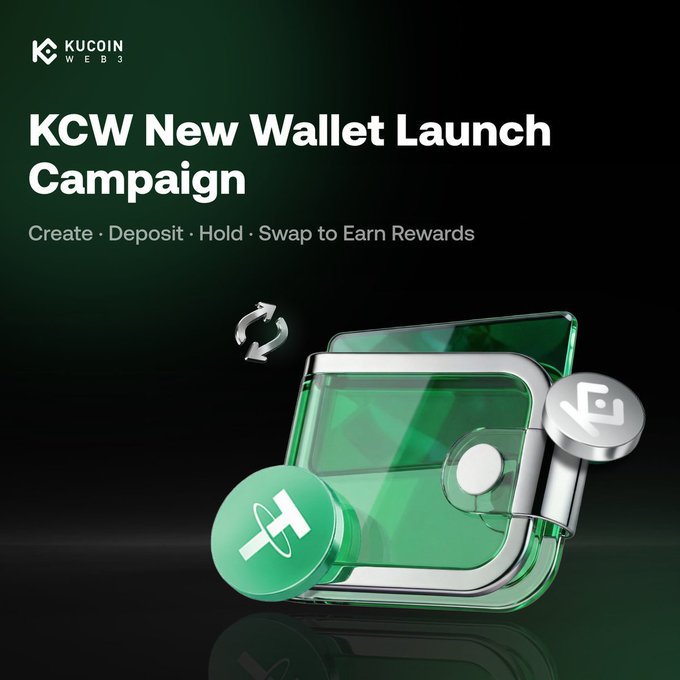 The image features a green wallet with two silver coins inside, placed against a black background. The wallet has a unique design that includes a green lock and keyhole. Below this wallet display, there are three buttons labeled "Weekly Wallet Drop", "Creative - Create - Deposit - Hold - ... to Earn Rewards". These buttons provide instructions on how to create the wallet drop and what to do with the earned rewards.

The image also contains text that reads: "Weekly Wallet Drop: Create & Win Up to 200 USDT 06/02 ...", which suggests a specific date for when users can expect their first reward from the wallet drop.