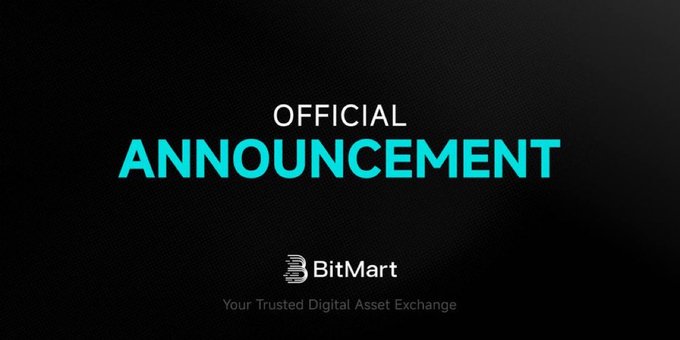 The image displays a BitMart "Official Announcement" graphic with the tagline "Your Trusted Digital Asset Exchange," representing the exchange's public communication regarding its decision to gradually wind down its trading platform operations.