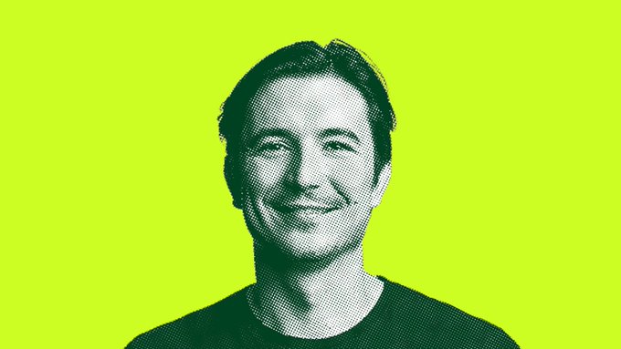 A halftone-style black-and-green illustration of a smiling man, styled as a caricature resembling Coinbase CEO Brian Armstrong, paired with a satirical caption arguing that shorting $COIN and going long $HOOD is "risk-free money." The playful image reinforces the post's tongue-in-cheek take on a self-assured investment pitch.