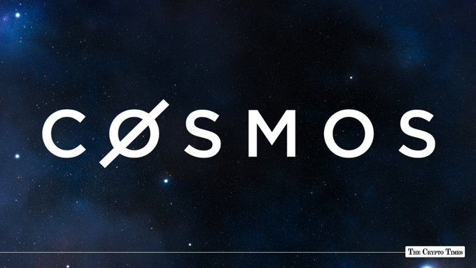 A title card displays the word 'COSMOS' in white stylized text against a dark blue starry galaxy background, credited to 'The Crypto Times' in the bottom right corner.