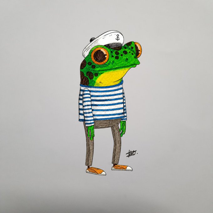 The image features a cartoon frog wearing a sailor hat, standing against a gray background. The caption of the image reads "The Prodigal Son South Africa GDP #479 B @elonmusk net worth 1.3 T @SpaceX is certainly ushering a new era!".