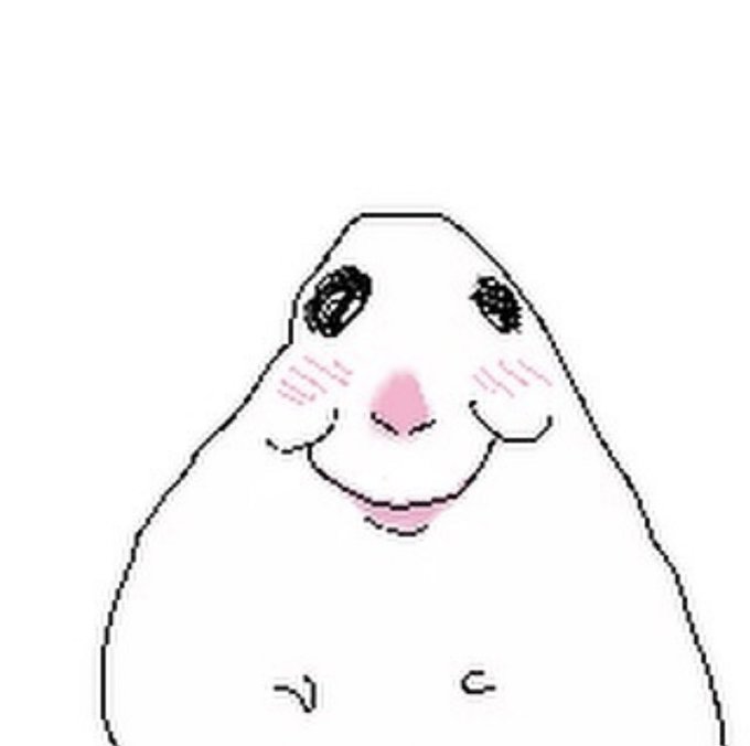 A crudely drawn, simple white cartoon creature with blushing cheeks and a small smile, likely used as a meme to express gentle happiness or contentment. The image's cheerful, wholesome tone matches the modest positive sentiment of Solana's 2% price increase.