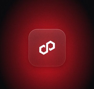 A red app icon featuring a white geometric logo resembling connected diamonds on a dark red gradient background.