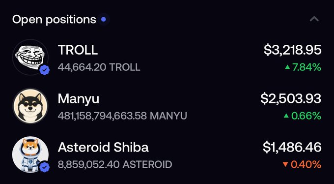 The image displays a spreadsheet with information about various cryptocurrency investments such as "Manyu", "Troll", and "Asteroid". The post mentions these investments have slowly started accumulating, with $TROLL being the most prominent at the top of the spreadsheet. There is also a figure in the screenshot, showing 5 and 7 figures representing the numbers 2 and 4 billion respectively. It appears that the post is about assessing the performance of certain cryptocurrencies or analyzing the distribution of cryptocurrency gains among different investments. The text on the screenshot indicates an increase in value for at least two of these investments during the past bull run.
