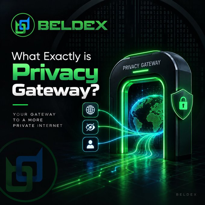 BELDEX promotional graphic titled "What Exactly is Privacy Gateway?" with the subtitle "YOUR GATEWAY TO A MORE PRIVATE INTERNET," featuring a glowing green portal around a globe.