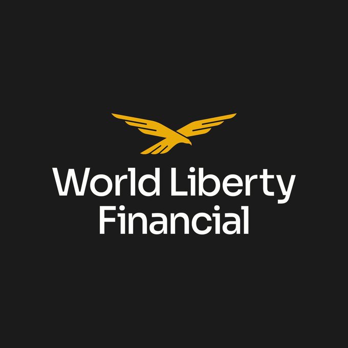 A logo on a black background featuring a gold eagle and the text 'World Liberty Financial.'