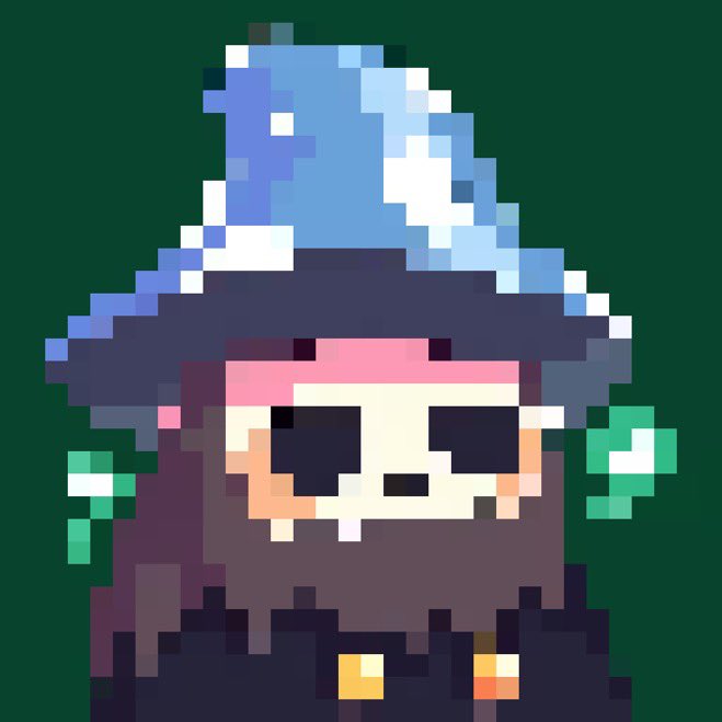 A pixel art portrait of a bearded wizard character with a large blue hat, dark robes, and glowing orange eyes against a dark green background, serving as promotional artwork for a flash giveaway offering two guaranteed spots in the FurNads NFT collection, with entrants asked to drop their ETH address for a chance to win a Robinhood or free mint within 30 minutes.