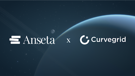 A promotional banner with a space/planet background displays the logos and text 'Anseta x Curvegrid'.