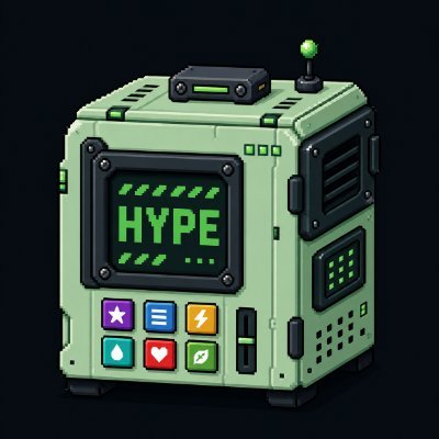 A 3D rendered illustration of a green retro-style gaming console or machine with the word 'HYPE' displayed on its screen, featuring colorful buttons including star, lightning bolt, heart, and refresh icons.
