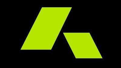 A green logo consisting of two parallelogram shapes forming an 'A'-like design on a black background.