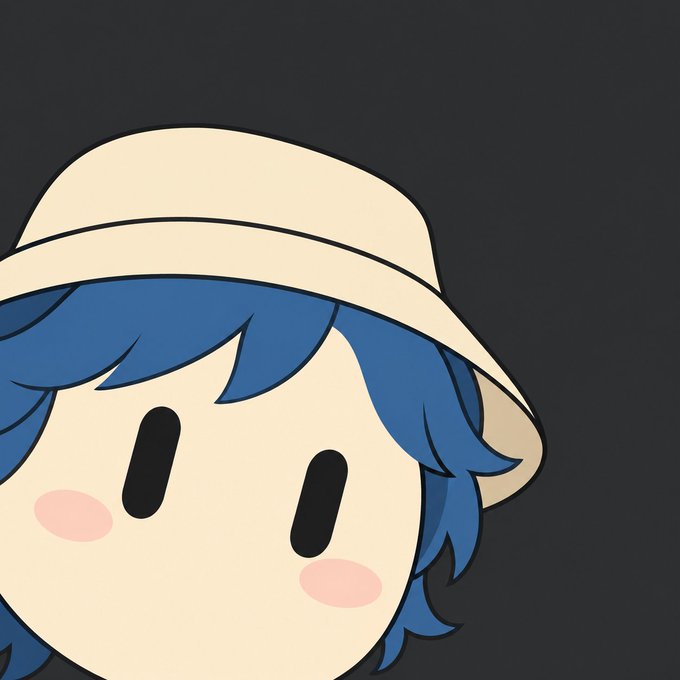 A cute chibi-style cartoon character with blue hair wearing a beige bucket hat, set against a dark gray background. The illustration exemplifies the "Grokification" art style being promoted in the post, which humorously suggests using Grok AI to transform people into chibi versions of themselves.