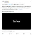 A very small and blurry screenshot of a Forbes article about Visa and Block, Inc. teaming up to pilot a stablecoin payment network.