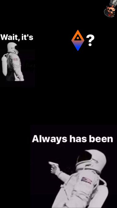 A two-panel meme using the "Always has been" astronaut format, featuring the WAX Foundation logo (a gradient diamond with a triangle) with text reading "Wait, it's" and "Always has been," suggesting the asker has always been interested in crypto.