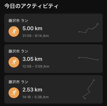The image shows a digital display with multiple data points for exercise tracking, including distances traveled at different times of day. There are three distinct lines shown across the screen, each representing a specific time frame or distance covered during a workout session. The displayed data is in an Asian writing style and is primarily presented through graphs or charts.