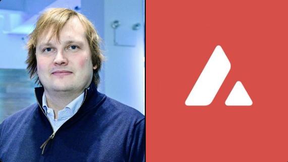 The image shows Stani Kulechov, founder of Aave, pictured alongside the Avalanche (AVAX) logo, illustrating the announcement that Aave v4 will expand first onto the Avalanche network. The pairing visually represents the partnership between the Aave protocol founder and the blockchain platform chosen for its initial v4 deployment.