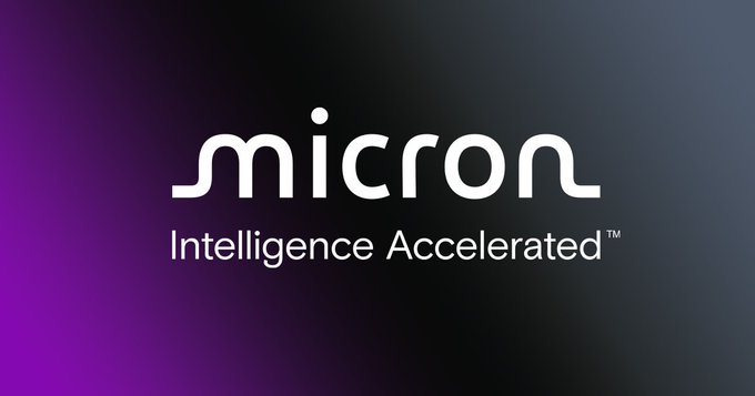 The image features a logo for a company named "Micro" with the word "Intelligence Accelerated" written below it, along with the phrase "so you're telling me i can buy $MU on Solana thanks to @sunrisedefi and @Backpack". The text is in white against a purple background.