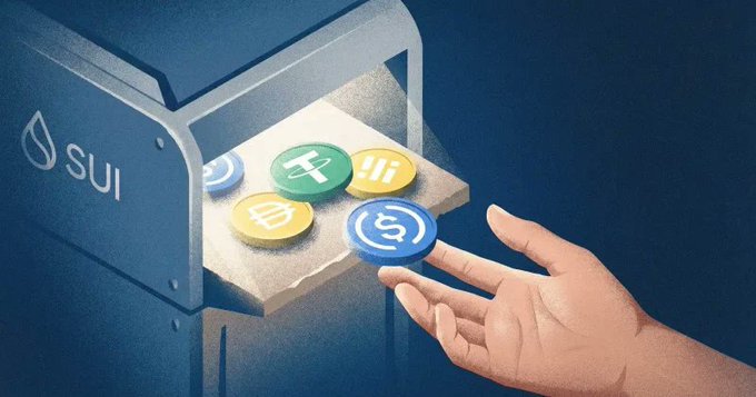 A hand is shown reaching for some money coming out of a mailbox, labeled with "SUI" written on its top left corner, indicating that there might be processed payments or transactions related to cryptocurrency, such as Bitcoin, involved. The amount of money in question is quite significant - it's said to be worth nearly $65 billion over four days. However, the process of how this money was arrived at and what happened before June 10 has been labeled "bug-crashed the network three times on May 29". The entire image seems to focus primarily on the monetary aspect of the transactions, while subtly hinting at a possible hack or manipulation in the cryptocurrency space.