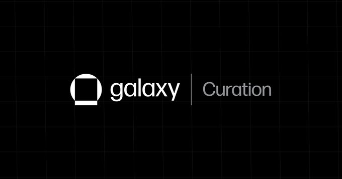 A black screen with a subtle grid pattern displays the 'galaxy Curation' logo in white and gray text.