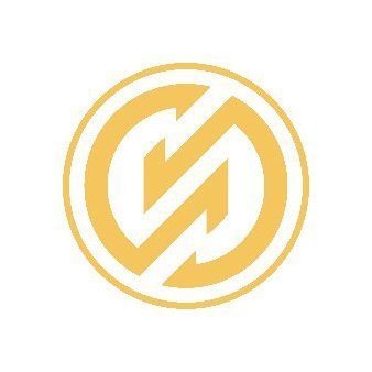 A gold circular logo featuring a stylized lightning bolt or 'S' design on a white background.