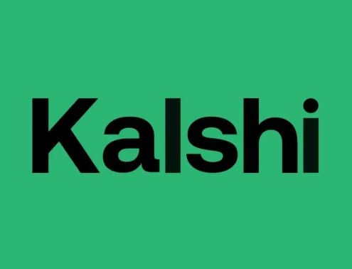 The Kalshi logo displayed in black text on a bright green background.
