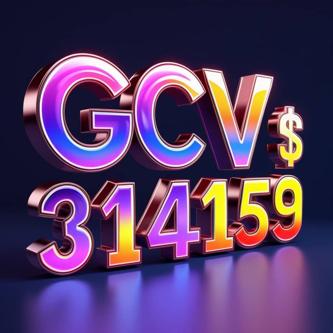 A vibrant 3D neon-rendered image displays the text "GCV $" above the number "314159," featuring pink, purple, blue, and yellow glowing characters with a reflective metallic finish. The visual reinforces the post's message of confidence in the project's progress, symbolizing the financial value ("GCV $") and the readiness for deployment to the mainnet, with the prominent number potentially referencing a target valuation or identifier.