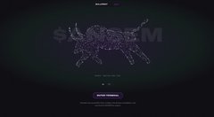A dark-themed landing page for "bullprint.xyz" displays a wireframe bull graphic overlaid with the "SOLMEM" logo, with an "LAUNCH TERMINAL" button at the bottom. The minimalist design reflects the post's promotion of an interactive real-time analytics platform built for $ANSEM bulls.