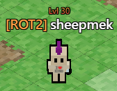 A pixel art sprite from the game ROT2 showing a level 30 character named 'sheepmek' on a grass background.