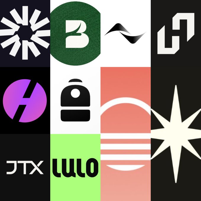 A grid collage displaying various modern tech and crypto company logos including what appears to be Blowfish, Lulo, Animoca Brands, and others arranged in a colorful layout.